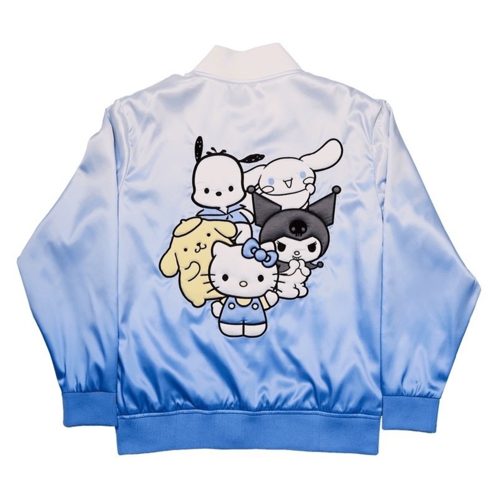 Loungefly Sanrio Blue Hello Kitty & Friends Unisex XLarge Bomber Jacket NWT